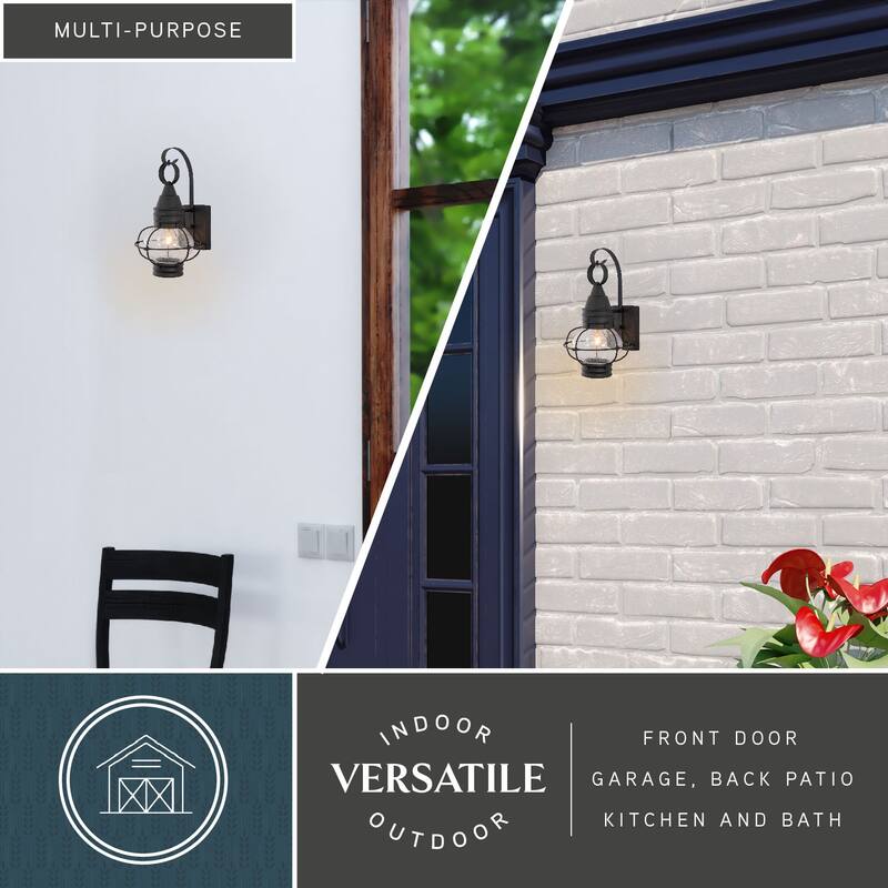 Chatham 1 Light Black Coastal Outdoor Wall Lantern Clear Glass - 8-in W x 13.5-in H x 8.5-in D