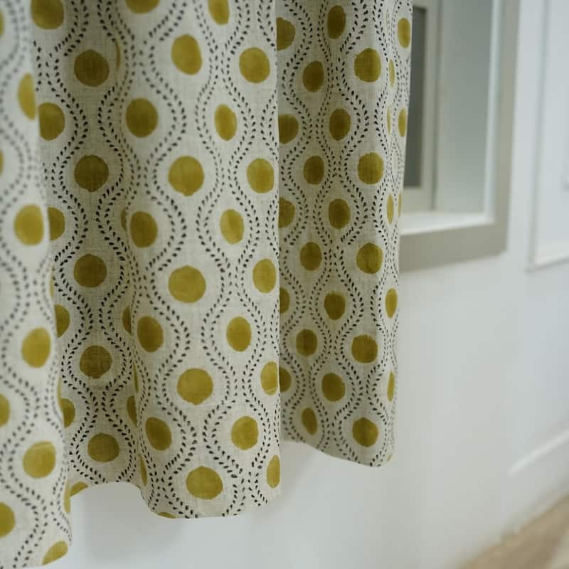 Fabdivine Handmade Floral Block Print Window or Door Room Décor Viscose Linen Curtain