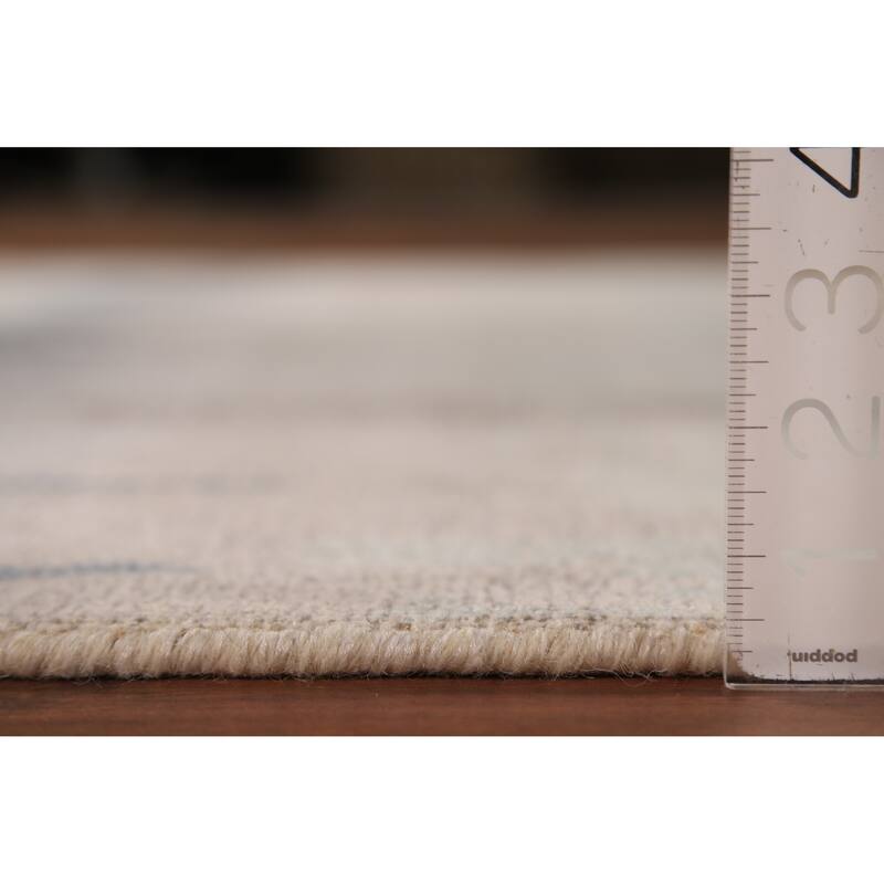 Abstract Modern Area Rug Hand-Knotted Beige Tribal Wool Carpet - 5'4"x 7'6"