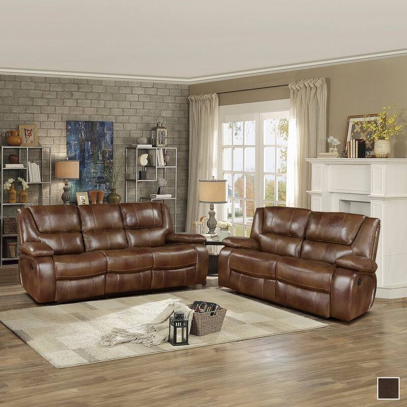 Baron 2-Piece Leather Match Manual Reclining Sofa Set
