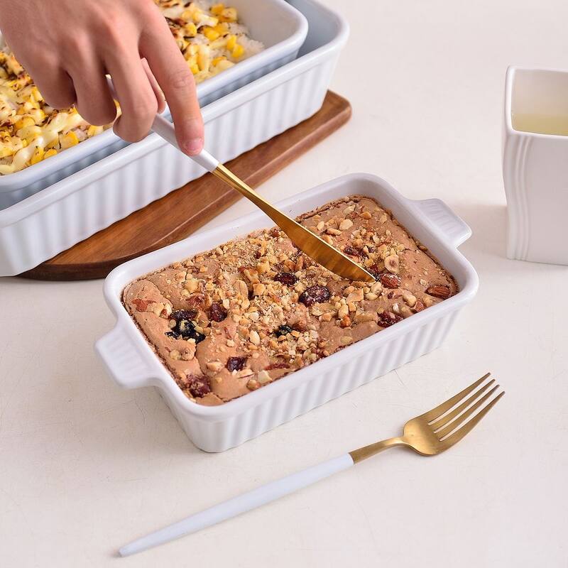 MALACASA Series Bake.Bake, Rectangle Porcelain Bakeware Set