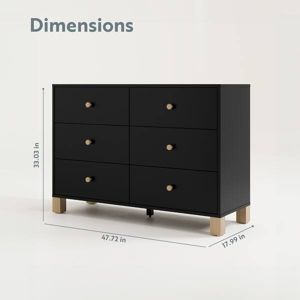 dimension image slide 0 of 4, Storkcraft California 6 Drawer Dresser - GREENGUARD Gold Certified, Interlocking Drawer System