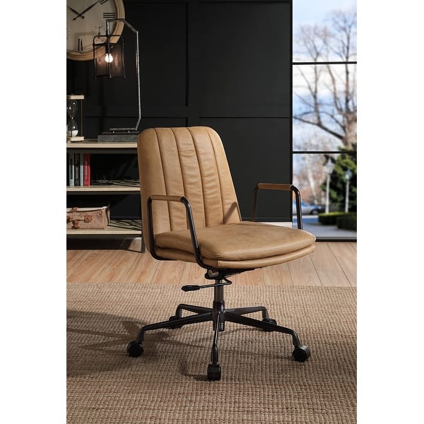 slide 2 of 11, Leather Executive Office Chair, 360 Swivel Ergonomic Chair, Rolling Desk Chair with Adjustable Height and Wheels - N/A Brown PU