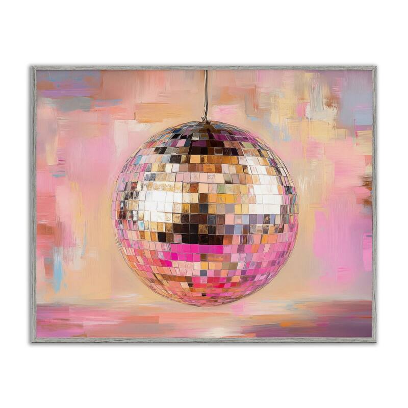 Stupell Mirrored Disco Ball Framed Giclee Art Design By Nini Art - 30 x 24 - Grey