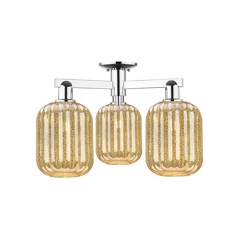 Innovations Lighting Downtown Urban - Preston - 3 Light 24" Jar Shade Semi-Flush Mount