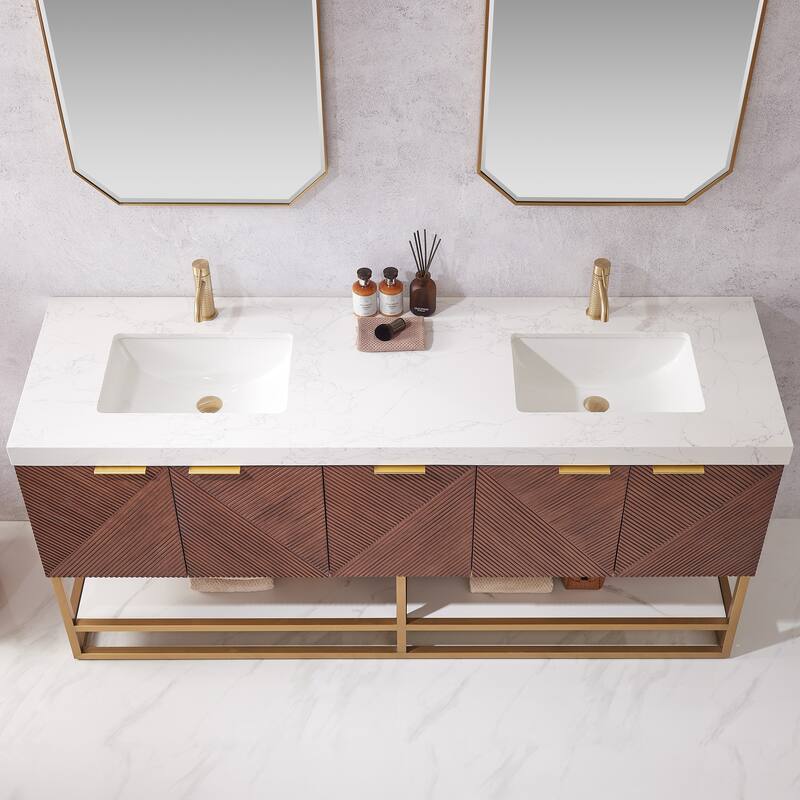 Mahon Double Bath Vanity with Composite Stone Top without Mirror