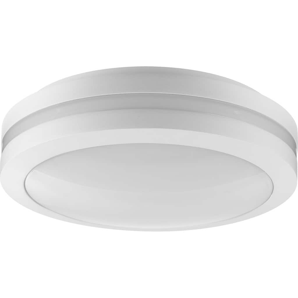 Hard Nox Collection White 12" Die Cast Round Flush Mount Light - 11.9 in x 11.9 in x 3 in