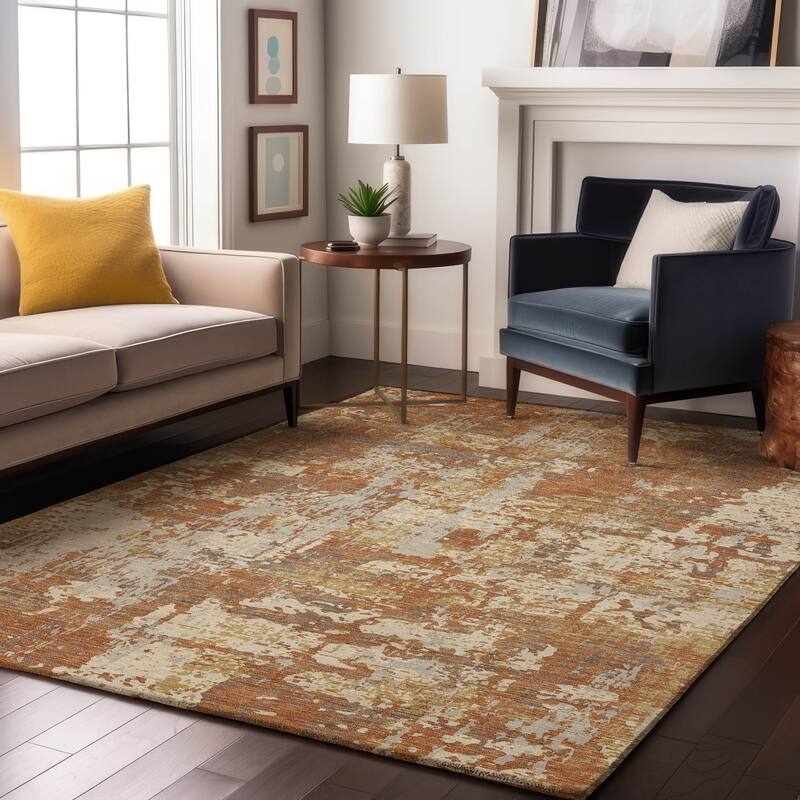 Premium Washable Super Soft Abstract Acree Mayfield Rug - Copper - 9' x 12'