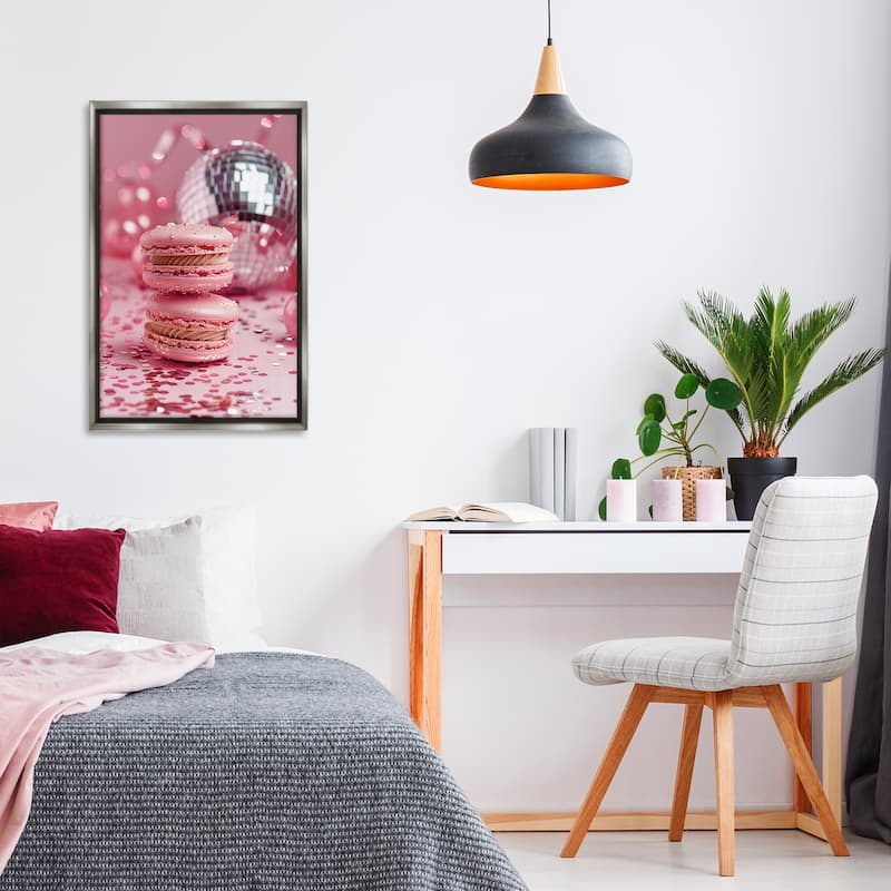 Stupell Pink Macaron Disco Framed Floater Canvas Wall Art Design By LSR Design Studio