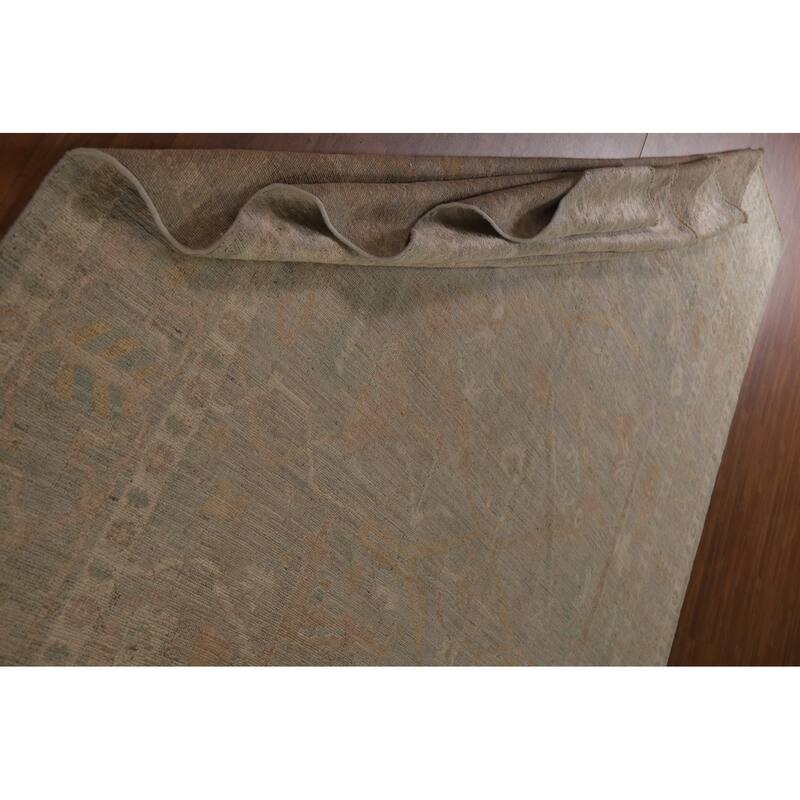 Floral Oushak Turkish Rug Hand-knotted Grey Wool Carpet - 9'1"x 12'0"