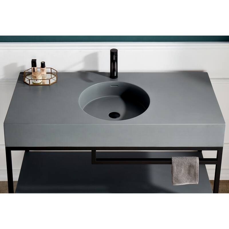 ANZZI Siena 48 in. Console Sink in Matte Black with Matte Grey Counter Top