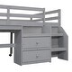 preview thumbnail 14 of 13, Gray Full Wooden Loft Bed with Movable Desk, Drawers, and Guardrail