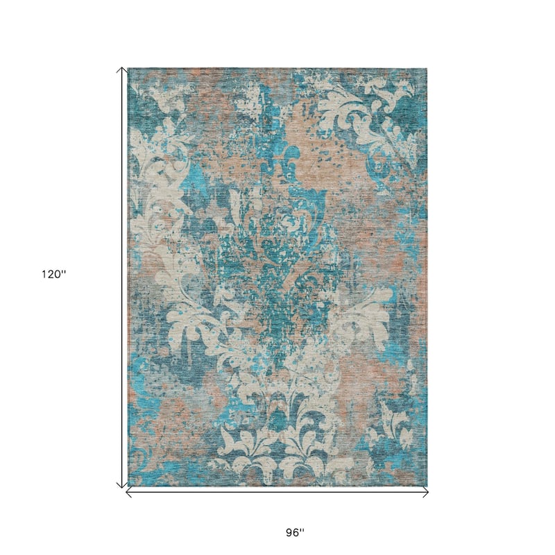 HomeRoots Damask Transitional Rectangle Outdoor Rug