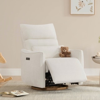Power Swivel Recliner Chair Dual-Motor Nursery Glider with Lumber Pillow