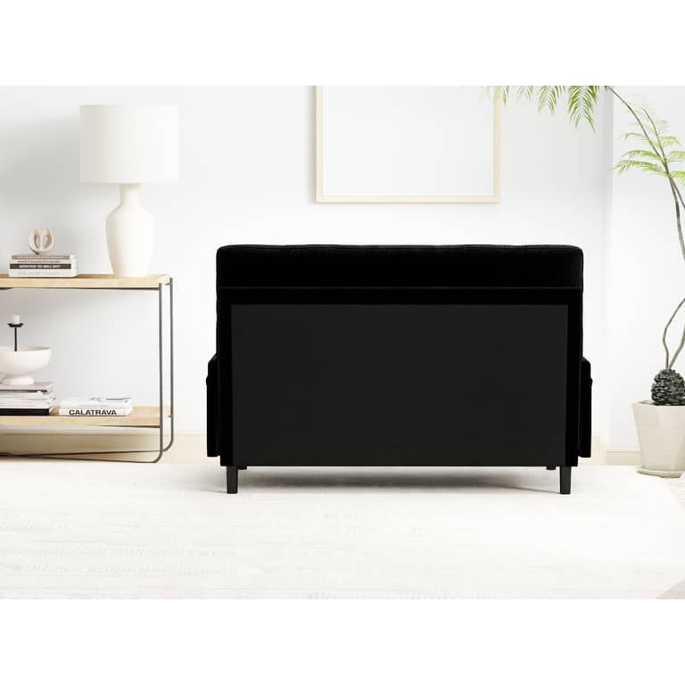 Roomfitters, Corduroy 2-Seater Sofa Sleeper, Convertible Loveseat with Recline Function and Armrests, Modern Small Sofa Bed
