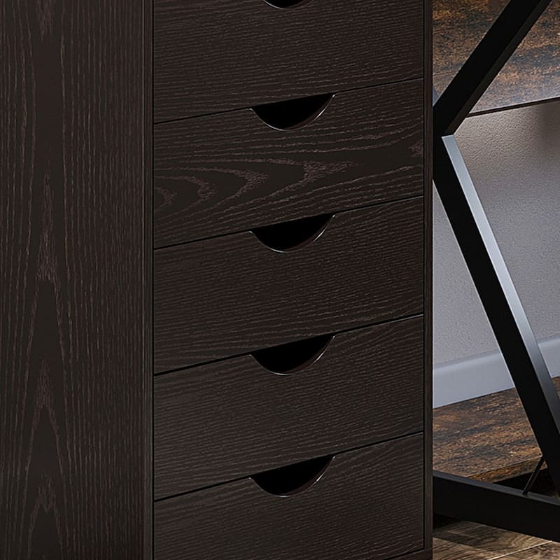 Anmytek 5-Drawer Mobile Under Desk Storage Cabinet with Lockable Casters Office Home Organizer