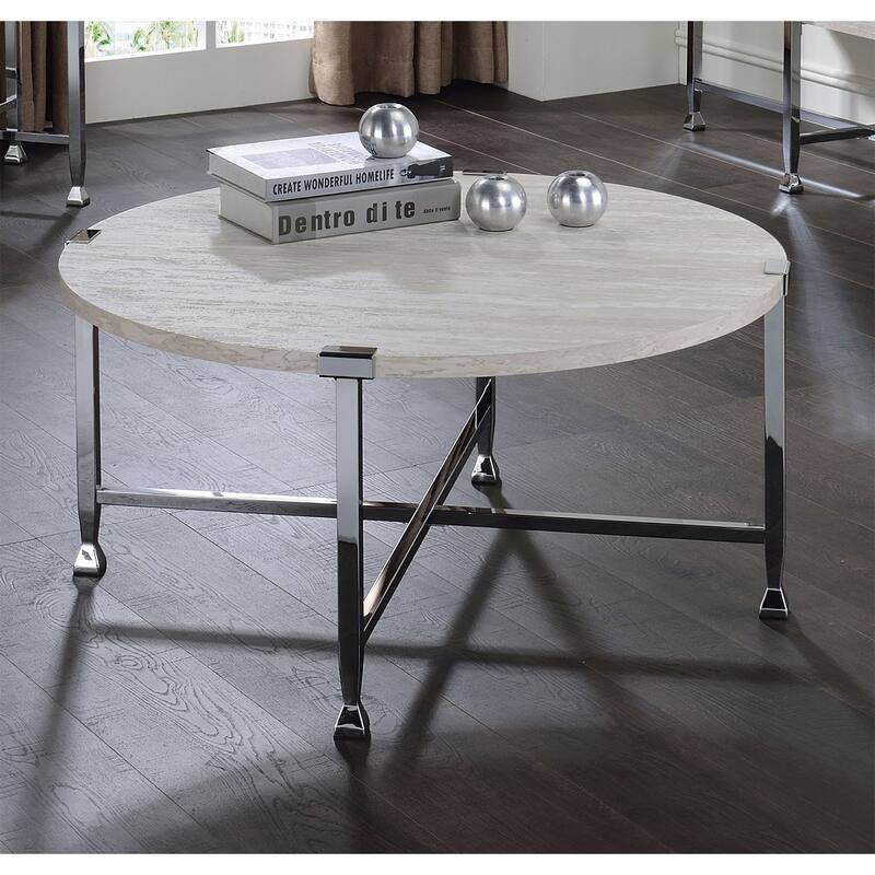 Round Coffee Table With Metal Frame Leg