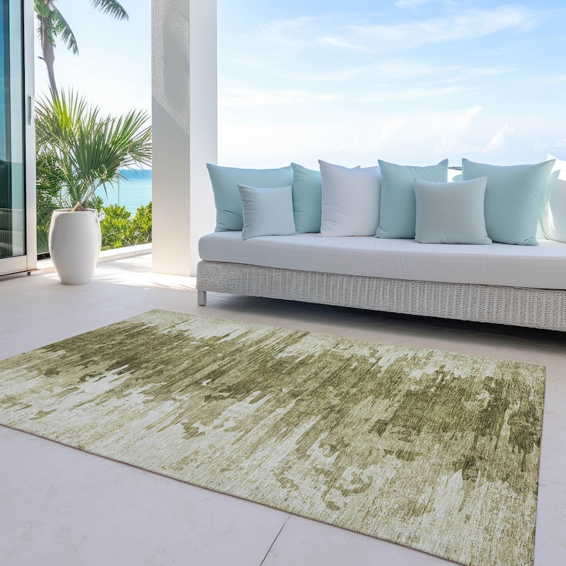 Machine Washable Indoor/ Outdoor Chantille Abstract Ombre Rug
