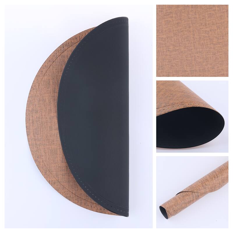 Placemats Set of 6 PU Placemats for Kitchen Dining Table Decor Heat Resistant Table Placemats Wipeable Table Mat - 15*15in - Brown