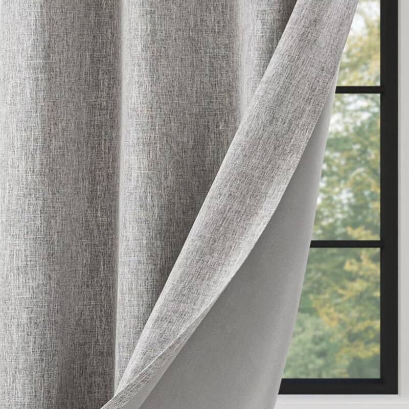 Linen Texture 100% Blackout Grommet Curtain Pair(2 panels)
