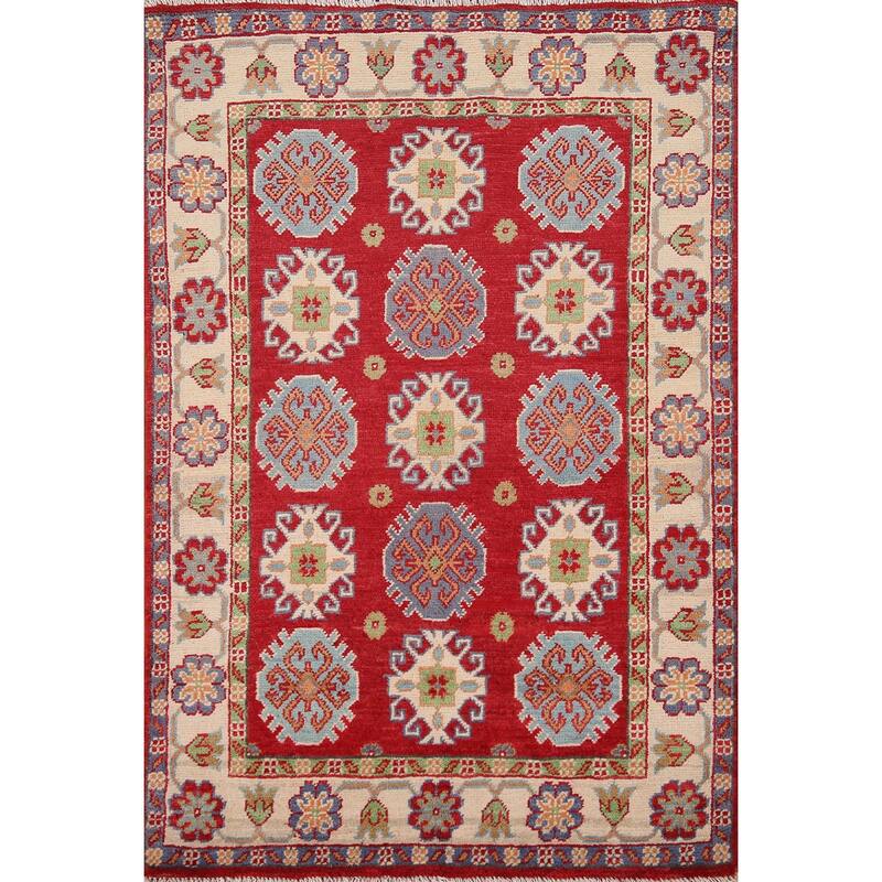 Red Kazak Accent Rug Handmade Wool Carpet - 2'10" x 4'2"