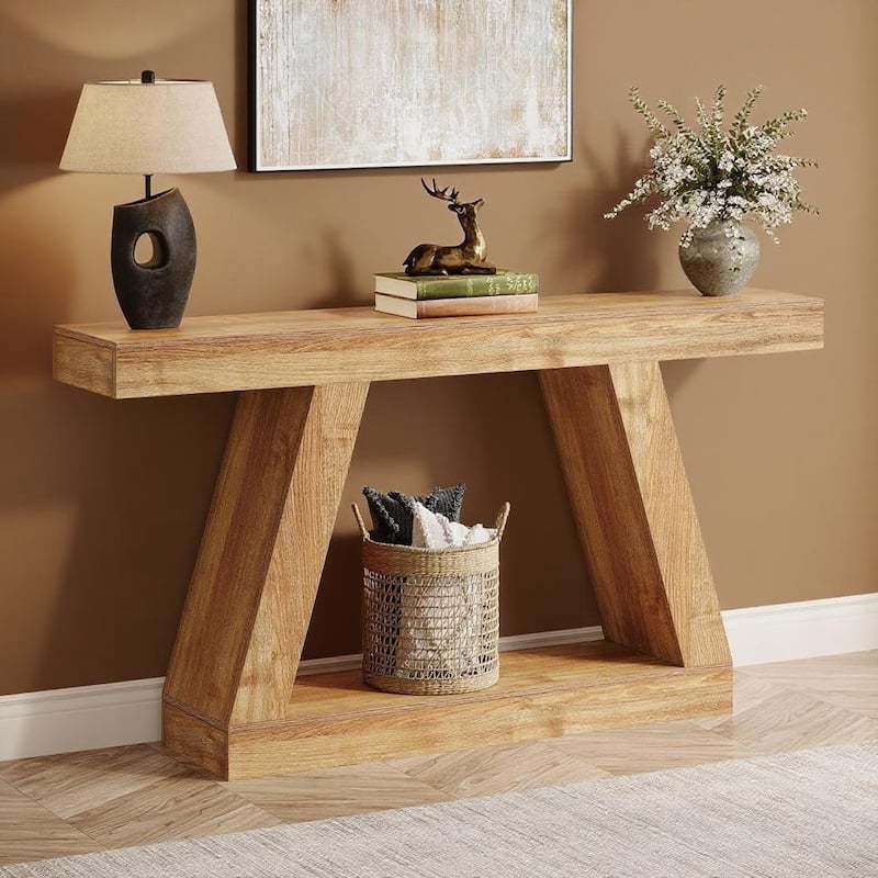 MDF Console Table with Farmhouse Rustic Style abd Storage - 55.12"W x 11.81"D x 31.5"H