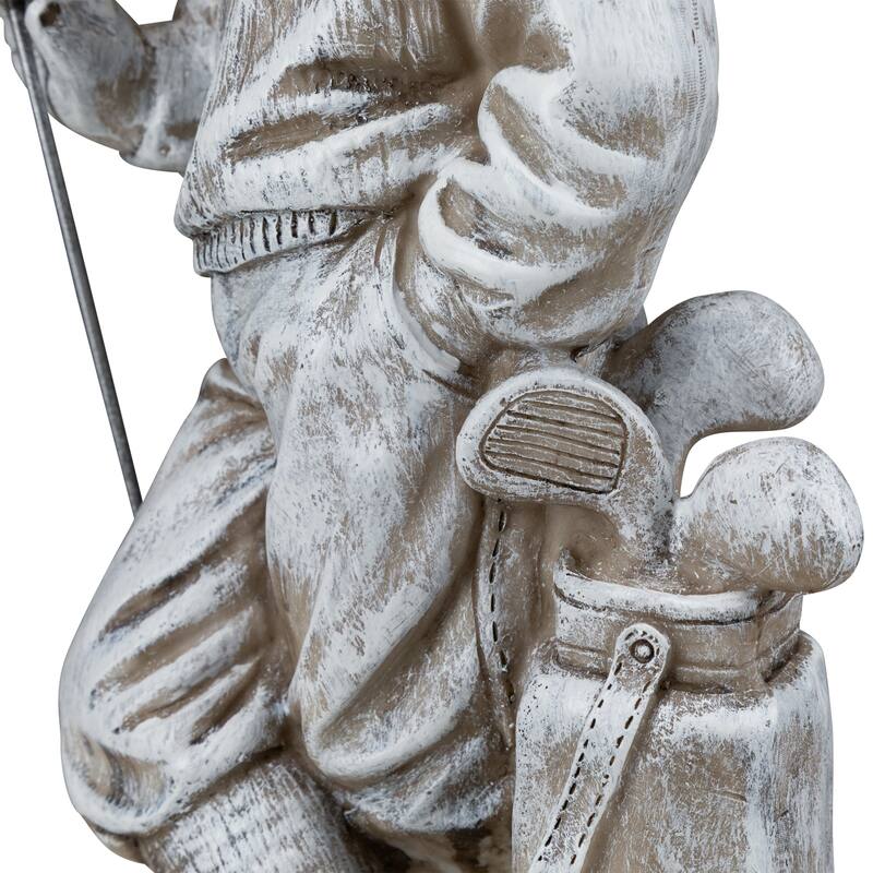 Golfer Boy with Clubs Outdoor Garden Statue - 17"