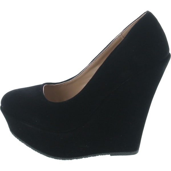 black suede wedge heels