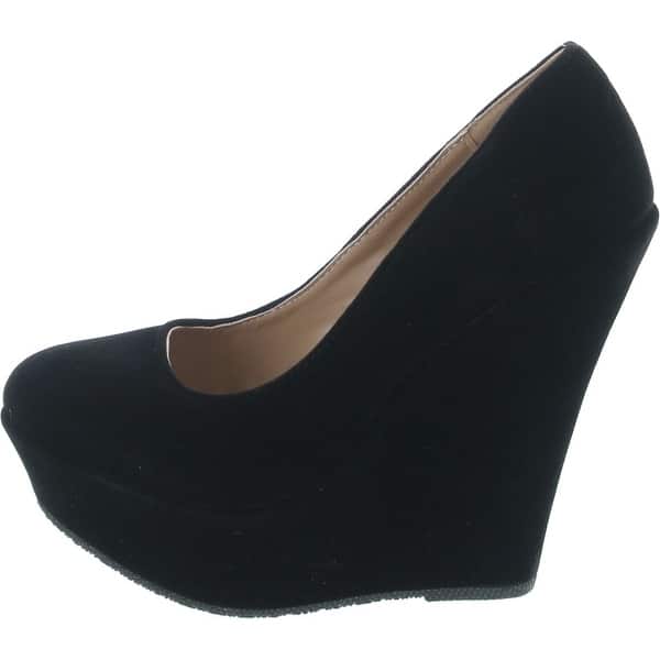 Trendy-33 On Platform High Heel Wedge Shoes - Black Suede - Overstock - 29073524