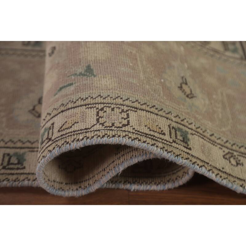 Hand Knotted Oriental 100% Wool Carpet Traditional Floral Beige & Ivories Tabriz Area Rug - 12' 11'' X 9' 6''