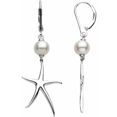 Curata 925 Sterling Silver 7.5mm Freshwater Cultured Pearl Earrings