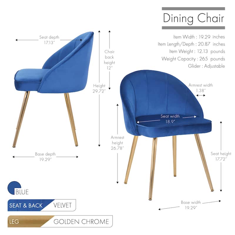 Porthos Home Daija Velvet Dining Chairs with Gold Legs