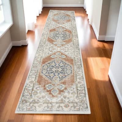Saxog Power Loomed Distressed Low Pile Area Rug By HomeRoots - 120' X '26' X '0.25