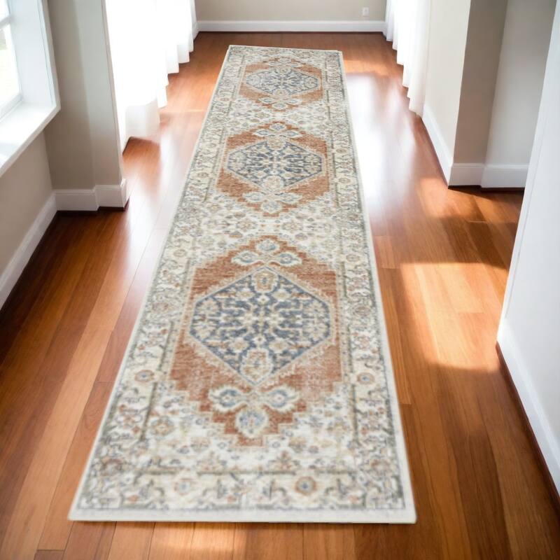 Sewuh Power Loomed Distressed Low Pile Area Rug By HomeRoots - 144' X '26' X '0.25 - 144' X '26' X '0.25 - Gray and Ivory - Runner
