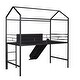 preview thumbnail 8 of 36, Useful Design Metal House Loft Bed With Two-sided writable Wooden Board, Twin Size