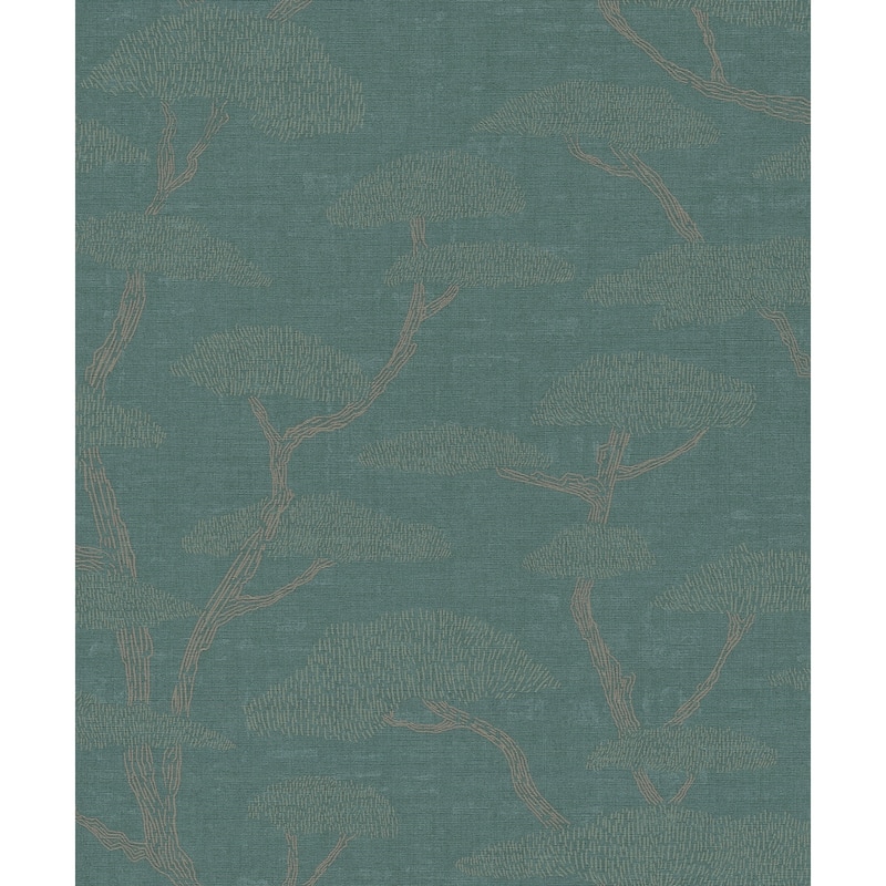 Galerie Wallcoverings Fusion Collection Chinoiserie Tree Motif Non-woven Matte Wallpaper Roll - 33 feet x 21 inches - Green