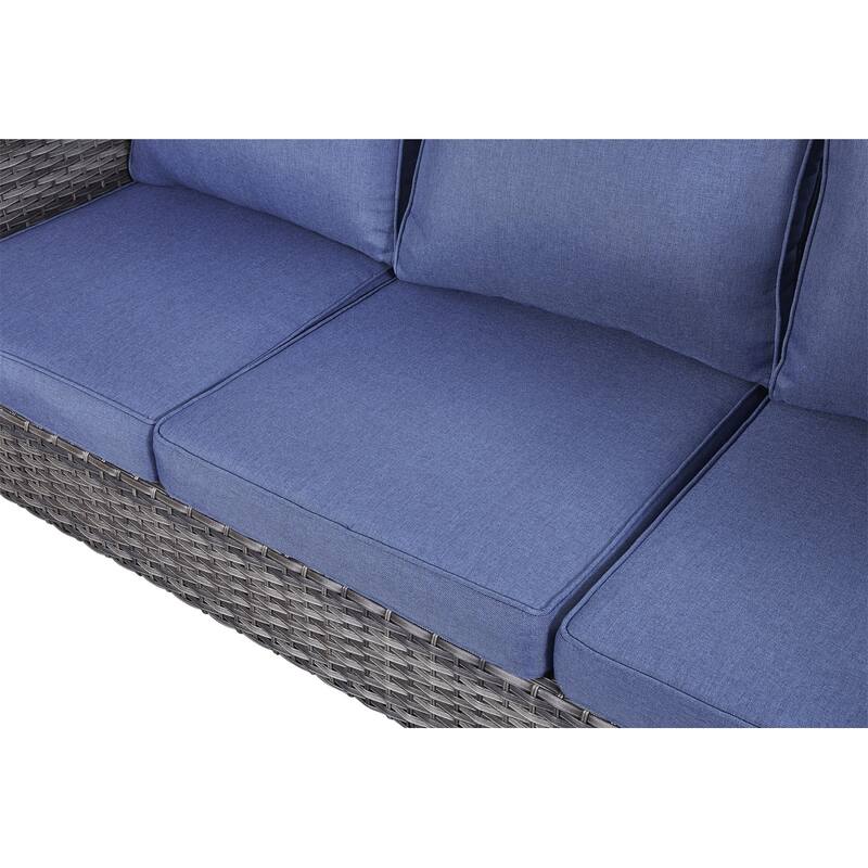 Gymojoy Outdoor Patio Wicker Sectional Sofa Set with Ottomans and Cushions