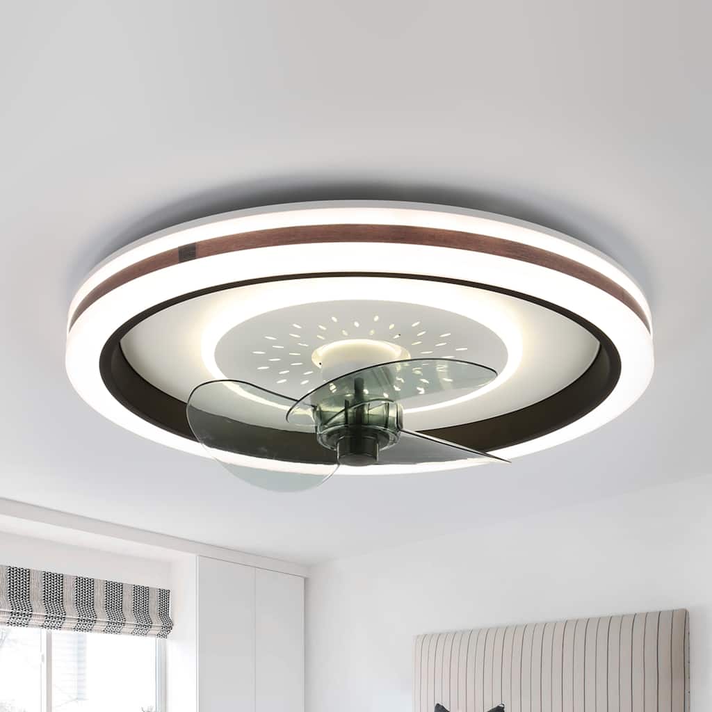 App Control Flush Mount Ceiling Fan with Light Kit Included 6 Fan Speed 3 Color Tones for Living Room Bedroom Ceiling Fan 18"