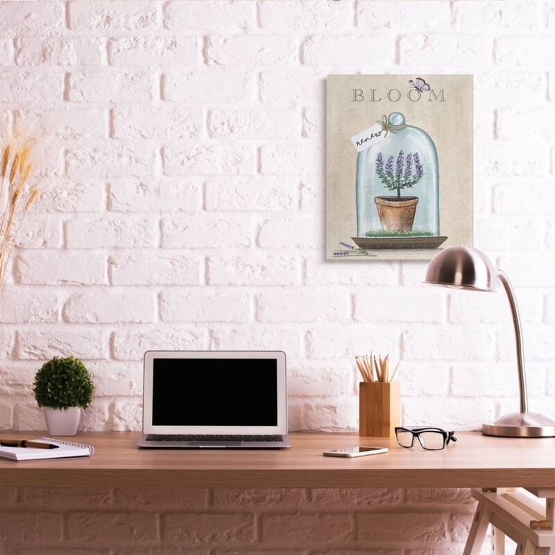 Stupell Bloom and Renew Text Purple Lavender Cloche Canvas Wall Art