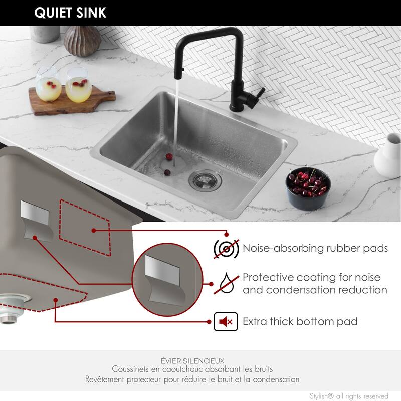 Dual Mount 19" Stainless Steel Single-Bowl Kitchen Sink S-408T - 20 1/2" x 18" x 9"