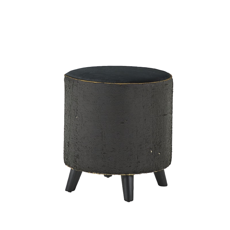 Polyester Stool with Sequins - Gold - Roche River Decor