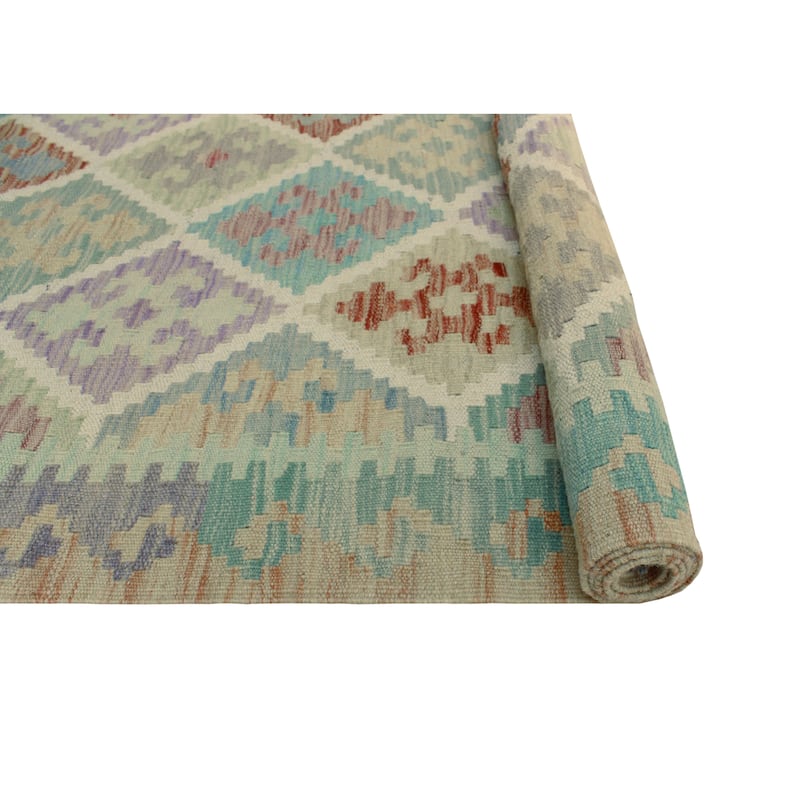 Sun Faded Flatweave Sophie Red/Green Rug - 4'11" x 6'7"