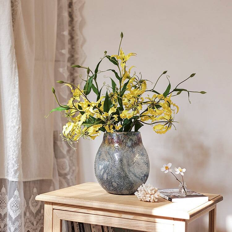 RusticReach Silk Flower Flame Lily Stem 29" Tall