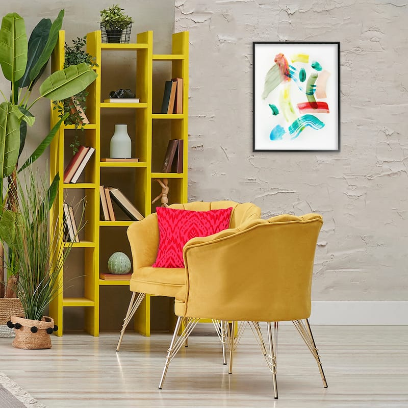 Stupell Modern Curved Brush Strokes Framed Giclee Art Design By Gemma Bardot