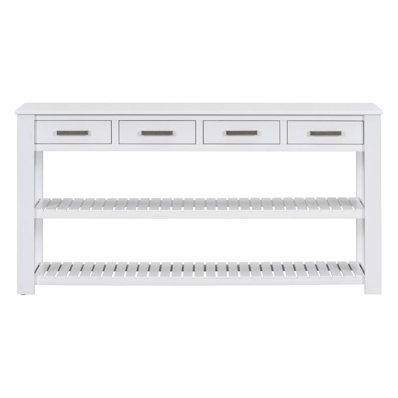 Entryway Console Table with 4 Drawers and 2 Shelves, Suitable for Entryways, Living Rooms