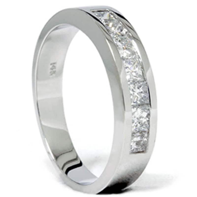 1 1/2 Ct Lab Grown Princess Cut Men's Channel Set Diamond Wedding Ring
