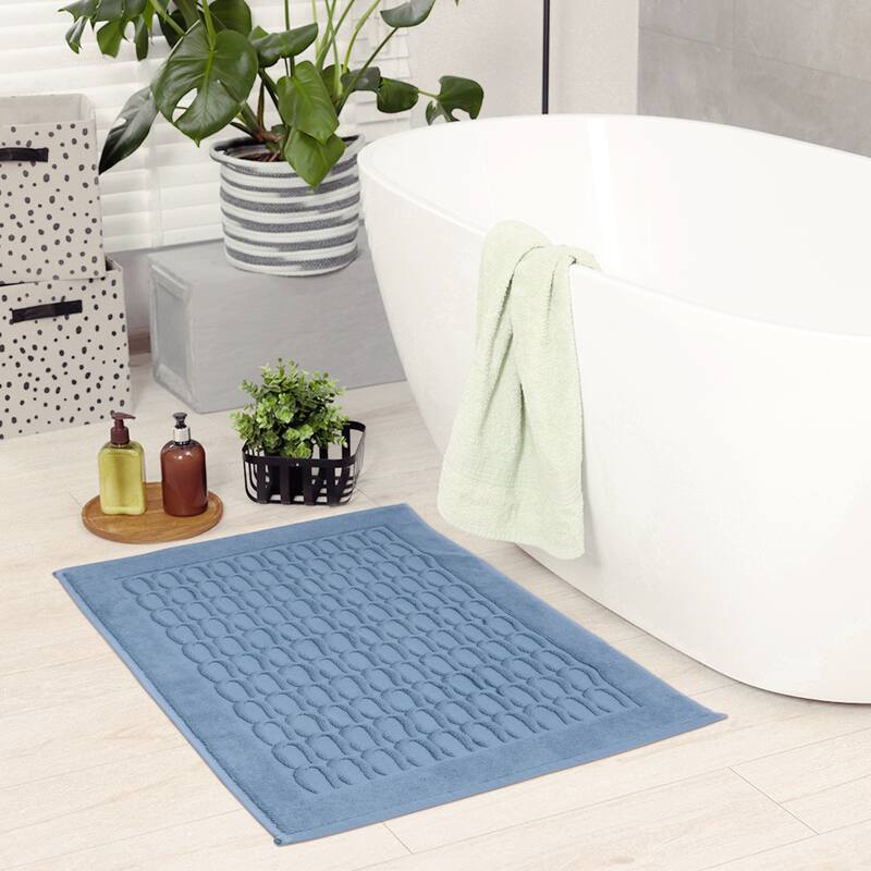 Lightweight Textured Cotton Bath Mat Hotel Reversible Water Absorbent Rug Thick Foldable Shower Foot Carpet