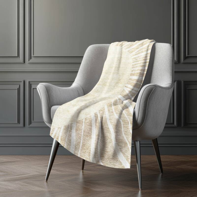 Premium Machine Washable Modern Sun Sherpa Throw Blanket