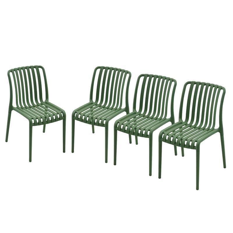 Outdoor Stackable Plastic Chairs Dining Chair Set 4-Piece Lightweight
