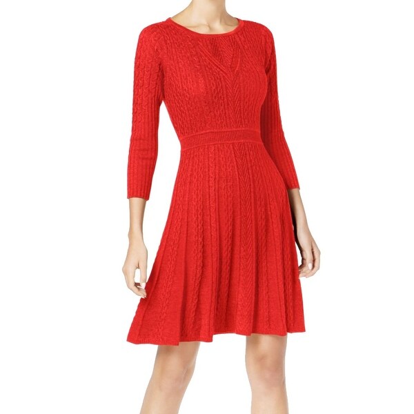 calvin klein red sweater dress